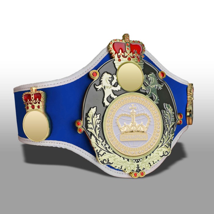 QUEENSBURY PRO LEATHER WHITE CHAMPION CROWN CHAMPIONSHIP BELT QUEEN/B/G/WHTGEM - AVAILABLE IN 10+ COLOURS